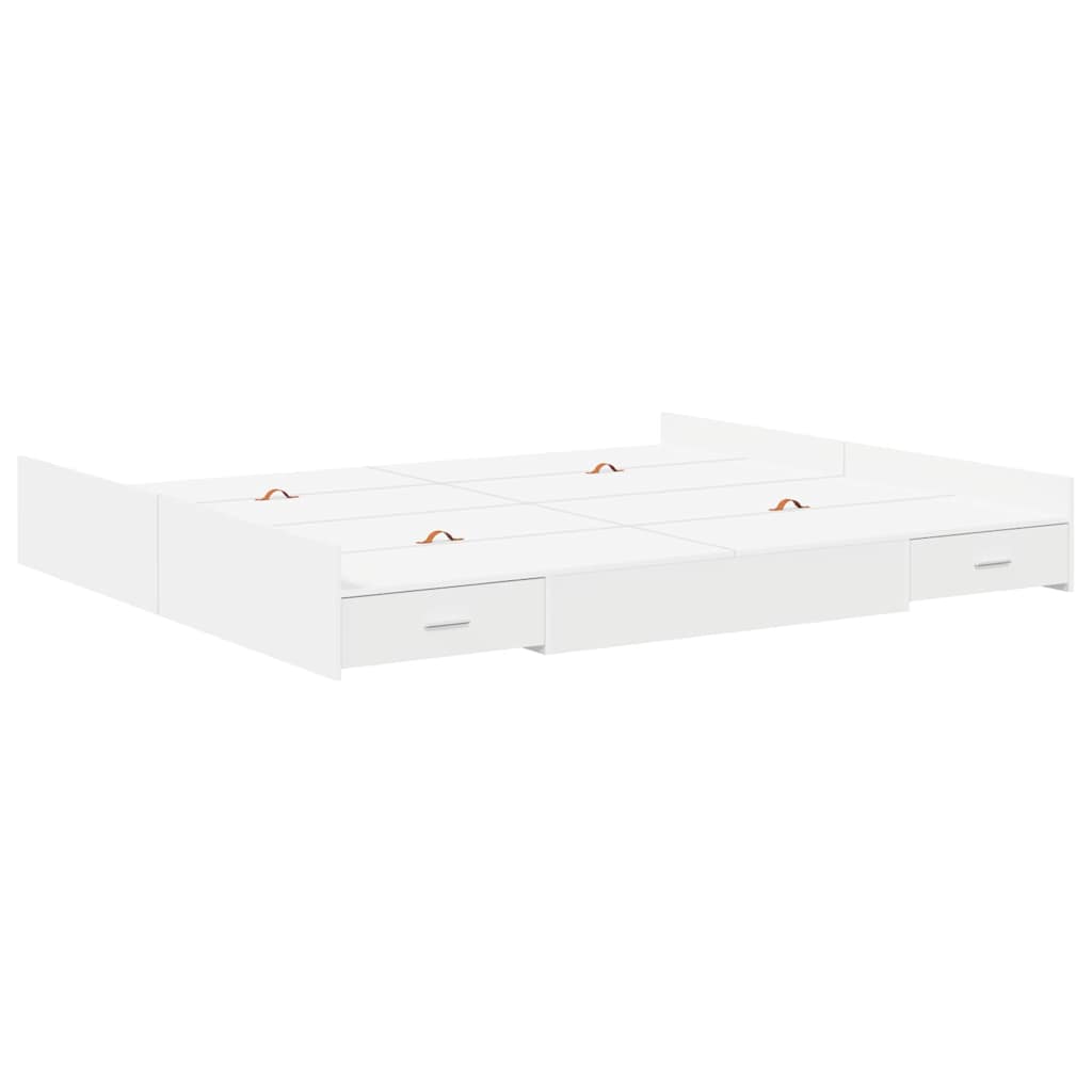 Storage Bed Frame with Door White 200 x 200 cm Engineered Wood