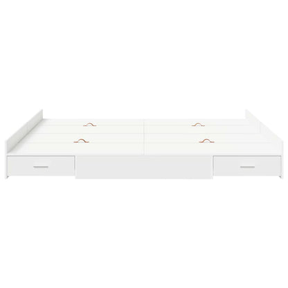 Storage Bed Frame with Door White 200 x 200 cm Engineered Wood