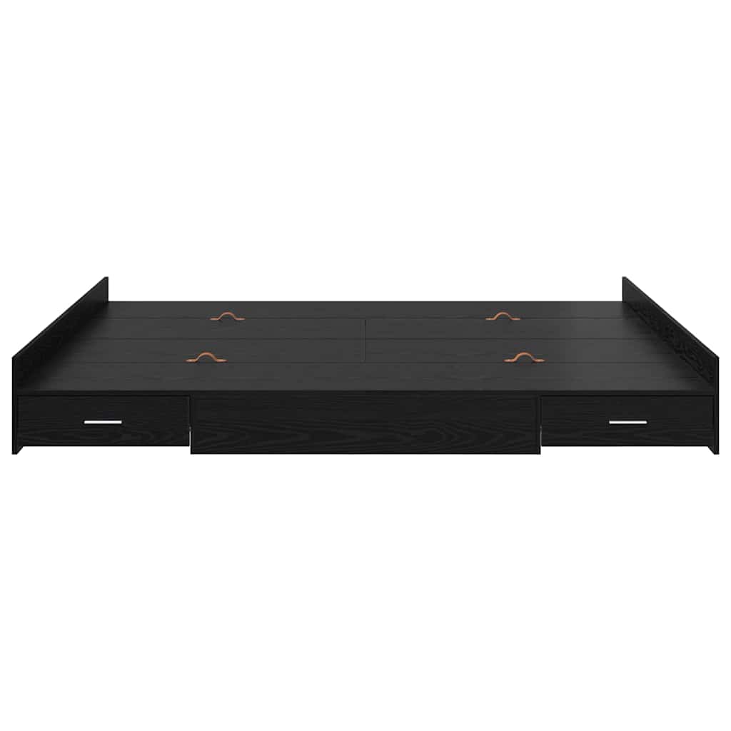 Storage Bed Frame Black Oak 200 x 200 cm Engineered Wood