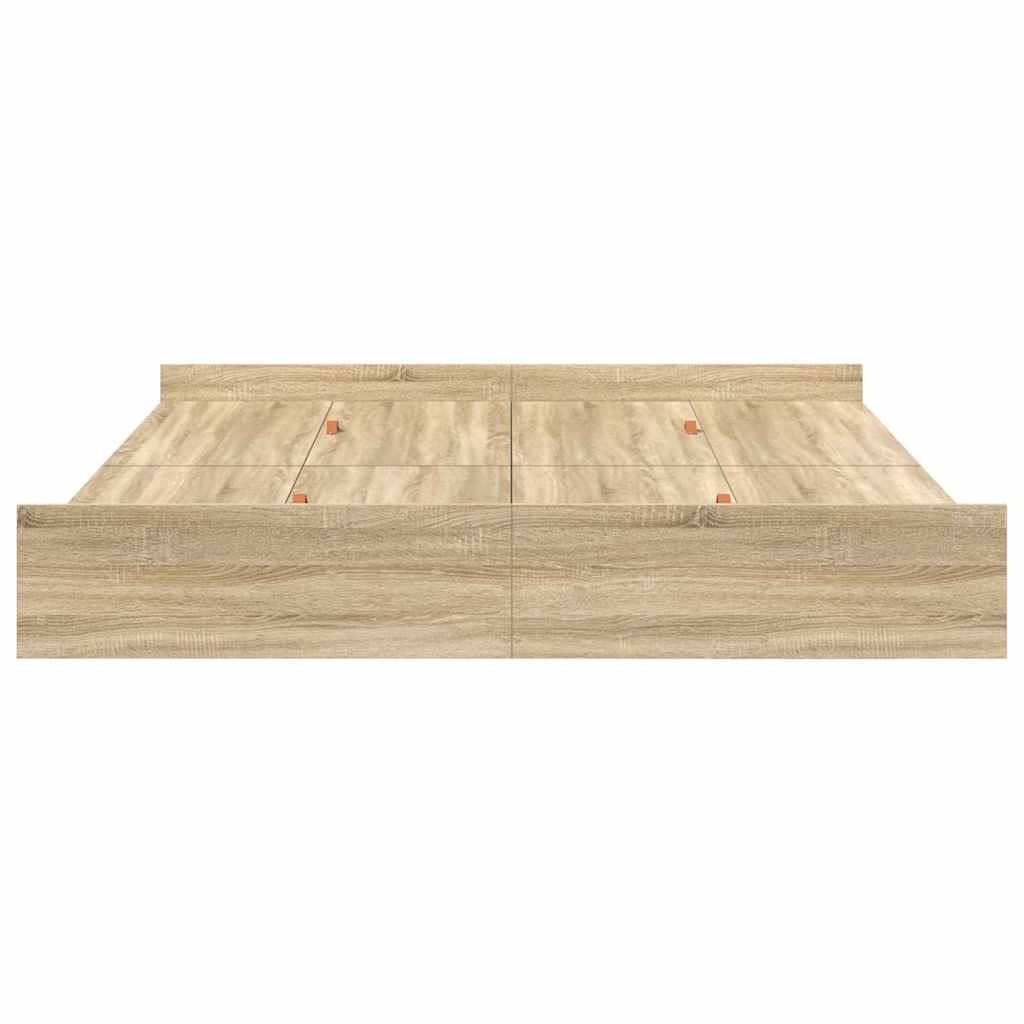 Storage Bed Frame Sonoma Oak 200 x 200 cm Engineered Wood