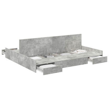 Storage Bed Frame Concrete Grey 200 x 200 cm Engineered Wood