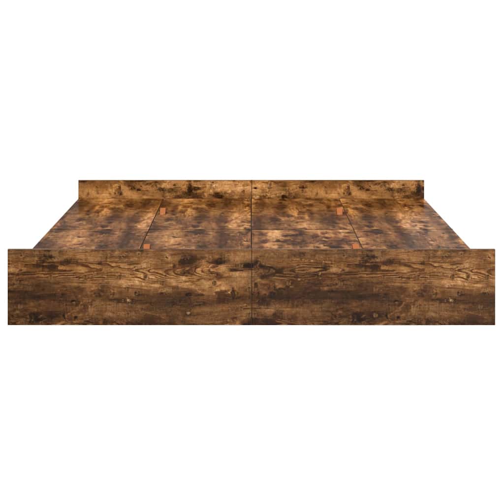 Storage Bed Frame Smoked Oak 200 x 200 cm Engineered Wood