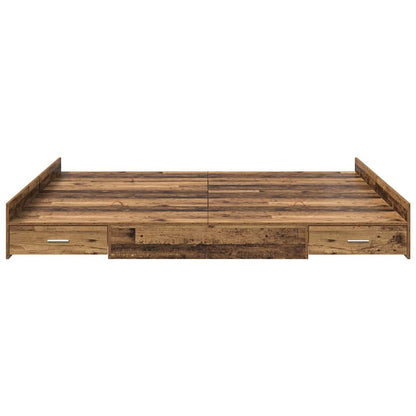 Storage Bed Frame Old Wood 200 x 200 cm Engineered Wood