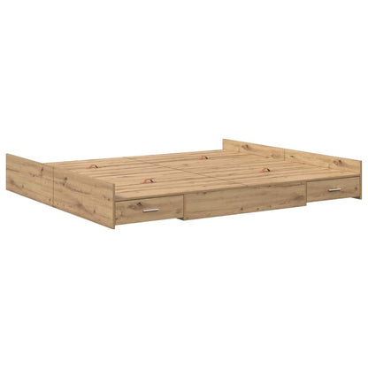 Storage Bed Frame Artisan Oak 200 x 200 cm Engineered Wood