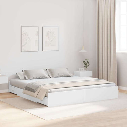 Storage Bed Frame with Door White 180 x 200 cm Engineered Wood