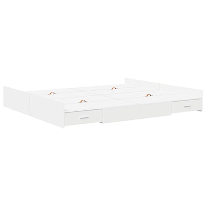 Storage Bed Frame with Door White 180 x 200 cm Engineered Wood