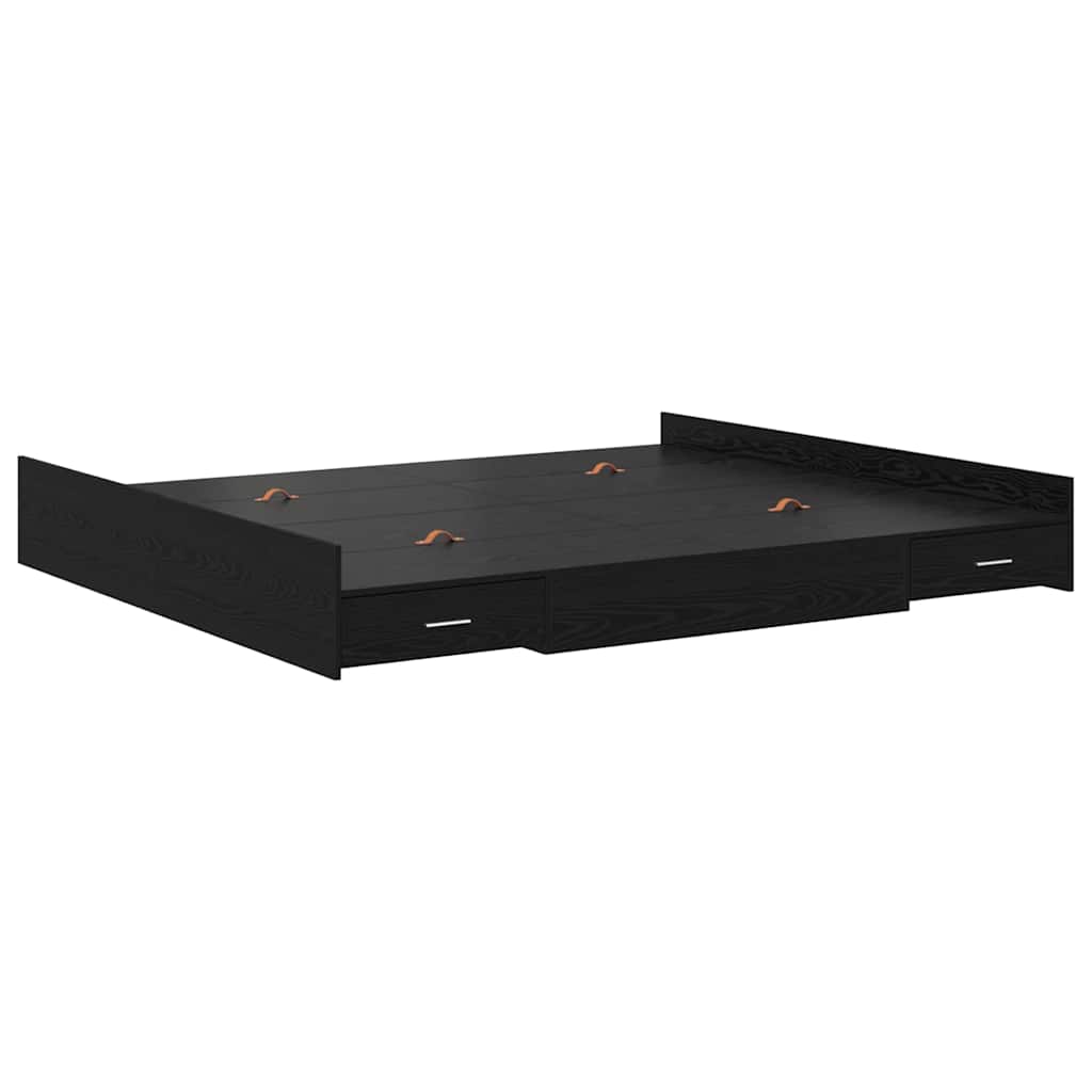 Storage Bed Frame Black Oak 180 x 200 cm Engineered Wood