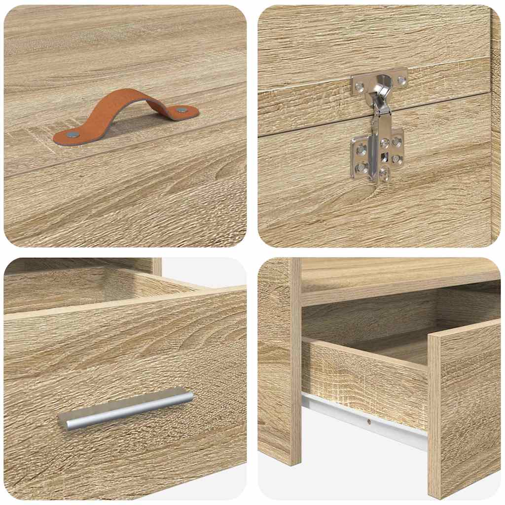 Storage Bed Frame Sonoma Oak 180 x 200 cm Engineered Wood