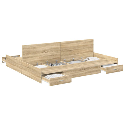 Storage Bed Frame Sonoma Oak 180 x 200 cm Engineered Wood