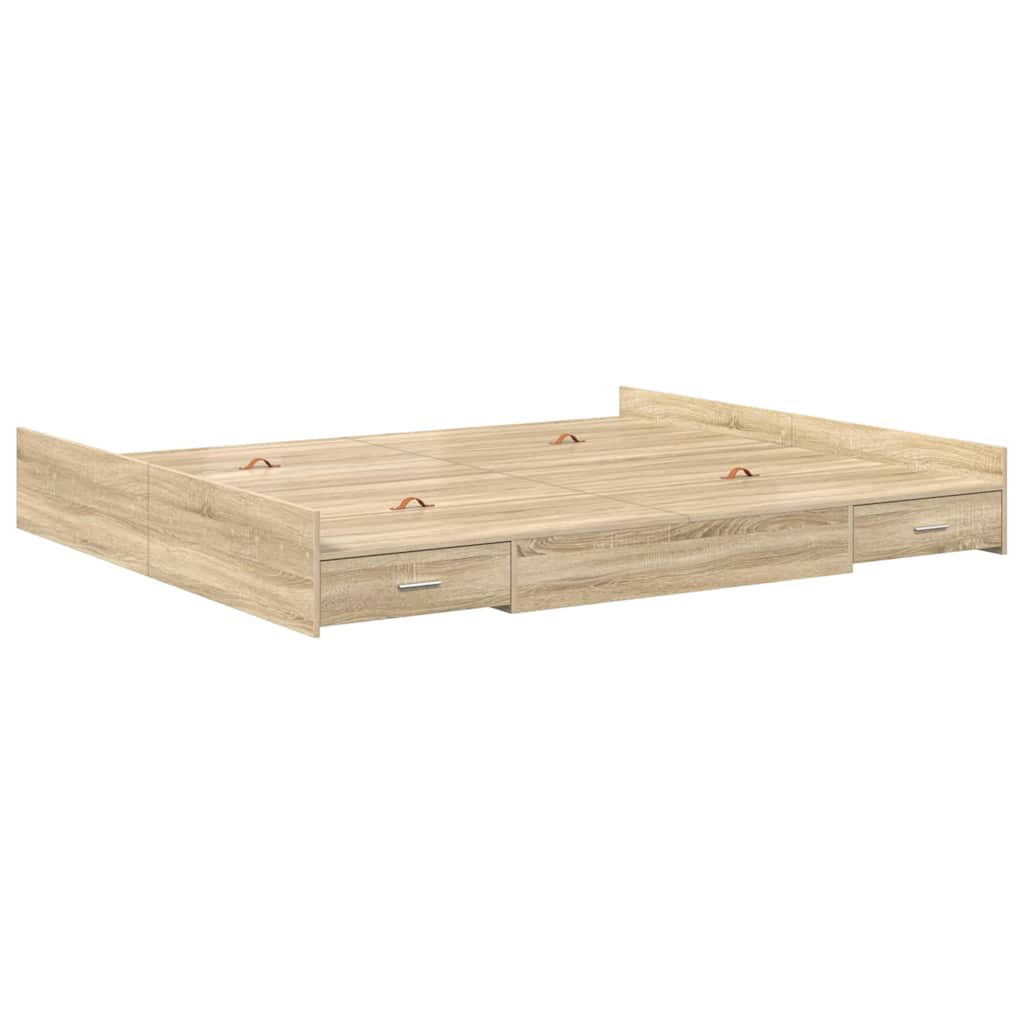 Storage Bed Frame Sonoma Oak 180 x 200 cm Engineered Wood