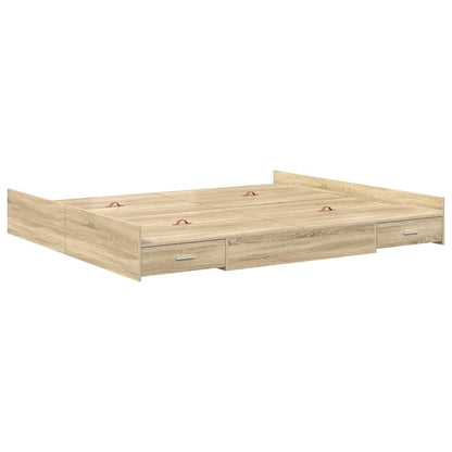 Storage Bed Frame Sonoma Oak 180 x 200 cm Engineered Wood