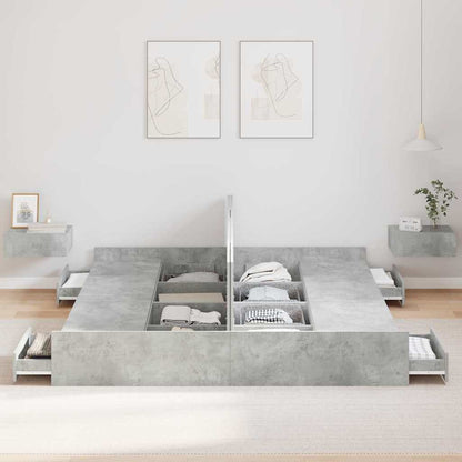 Storage Bed Frame Concrete Grey 180 x 200 cm Engineered Wood