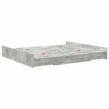 Storage Bed Frame Concrete Grey 180 x 200 cm Engineered Wood