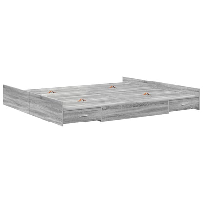 Storage Bed Frame Grey Sonoma 180 x 200 cm Engineered Wood