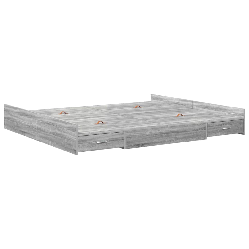 Storage Bed Frame Grey Sonoma 180 x 200 cm Engineered Wood