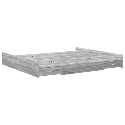 Storage Bed Frame Grey Sonoma 180 x 200 cm Engineered Wood