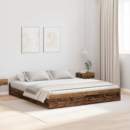 Storage Bed Frame Old Wood 180 x 200 cm Engineered Wood