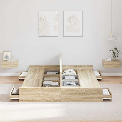 Storage Bed Frame Sonoma Oak 160 x 200 cm Engineered Wood