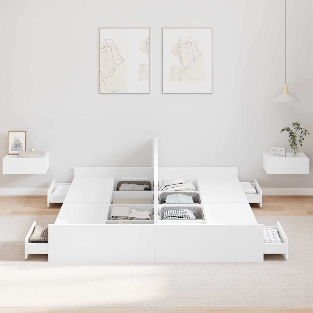 Storage Bed Frame with Door White 150 x 200 cm Engineered Wood