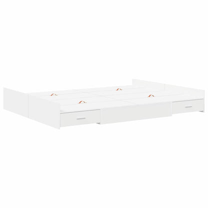 Storage Bed Frame with Door White 150 x 200 cm Engineered Wood