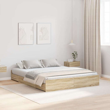 Storage Bed Frame Sonoma Oak 150 x 200 cm Engineered Wood