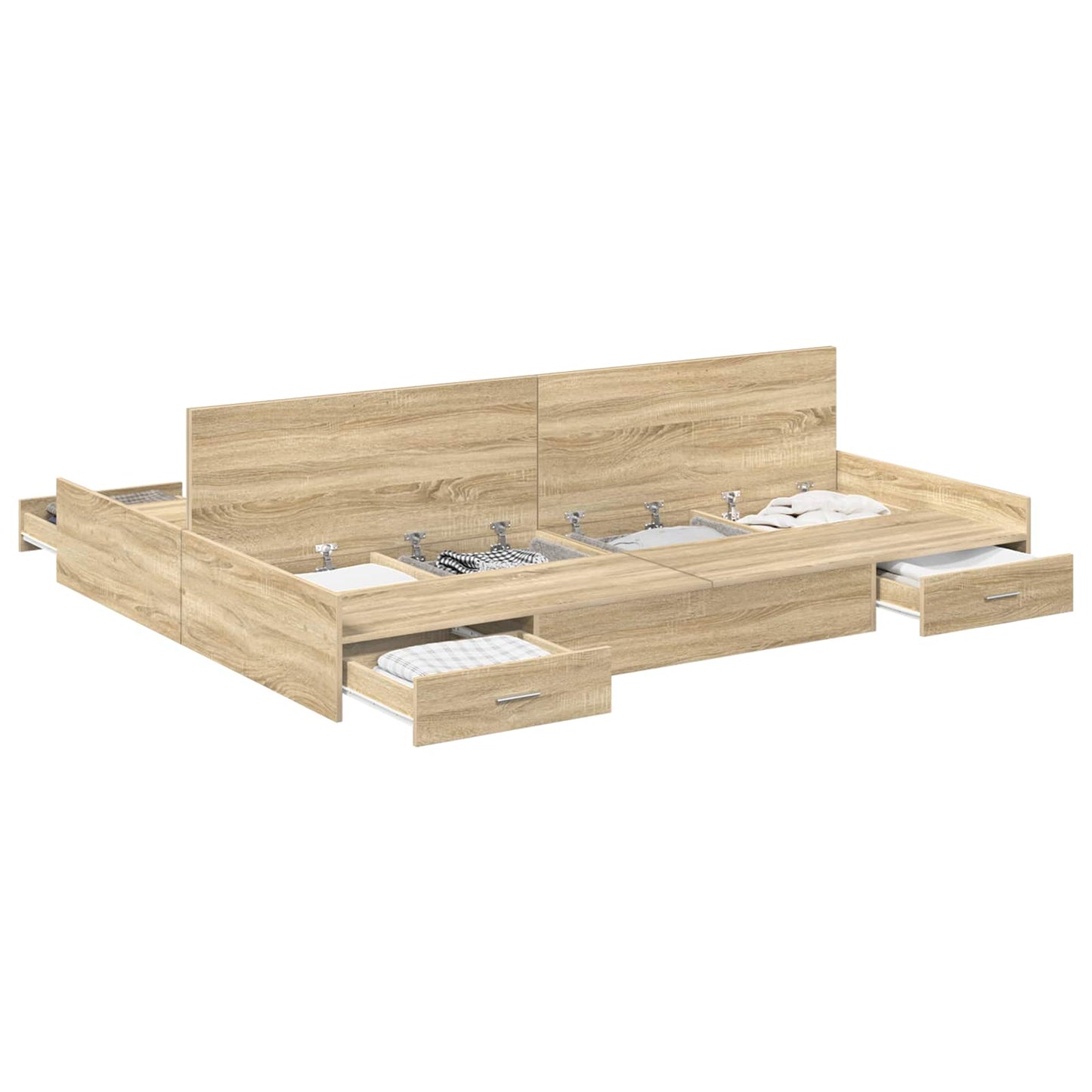 Storage Bed Frame Sonoma Oak 150 x 200 cm Engineered Wood
