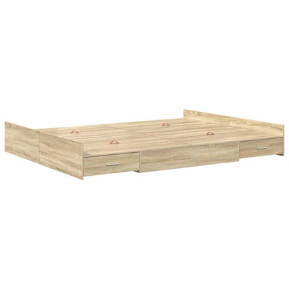 Storage Bed Frame Sonoma Oak 150 x 200 cm Engineered Wood
