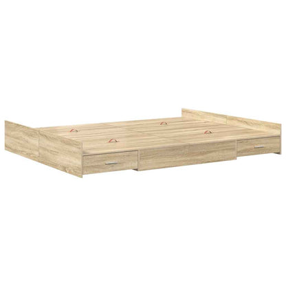 Storage Bed Frame Sonoma Oak 150 x 200 cm Engineered Wood