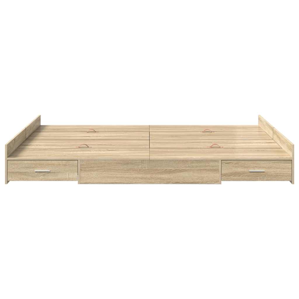 Storage Bed Frame Sonoma Oak 150 x 200 cm Engineered Wood