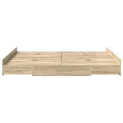 Storage Bed Frame Sonoma Oak 150 x 200 cm Engineered Wood