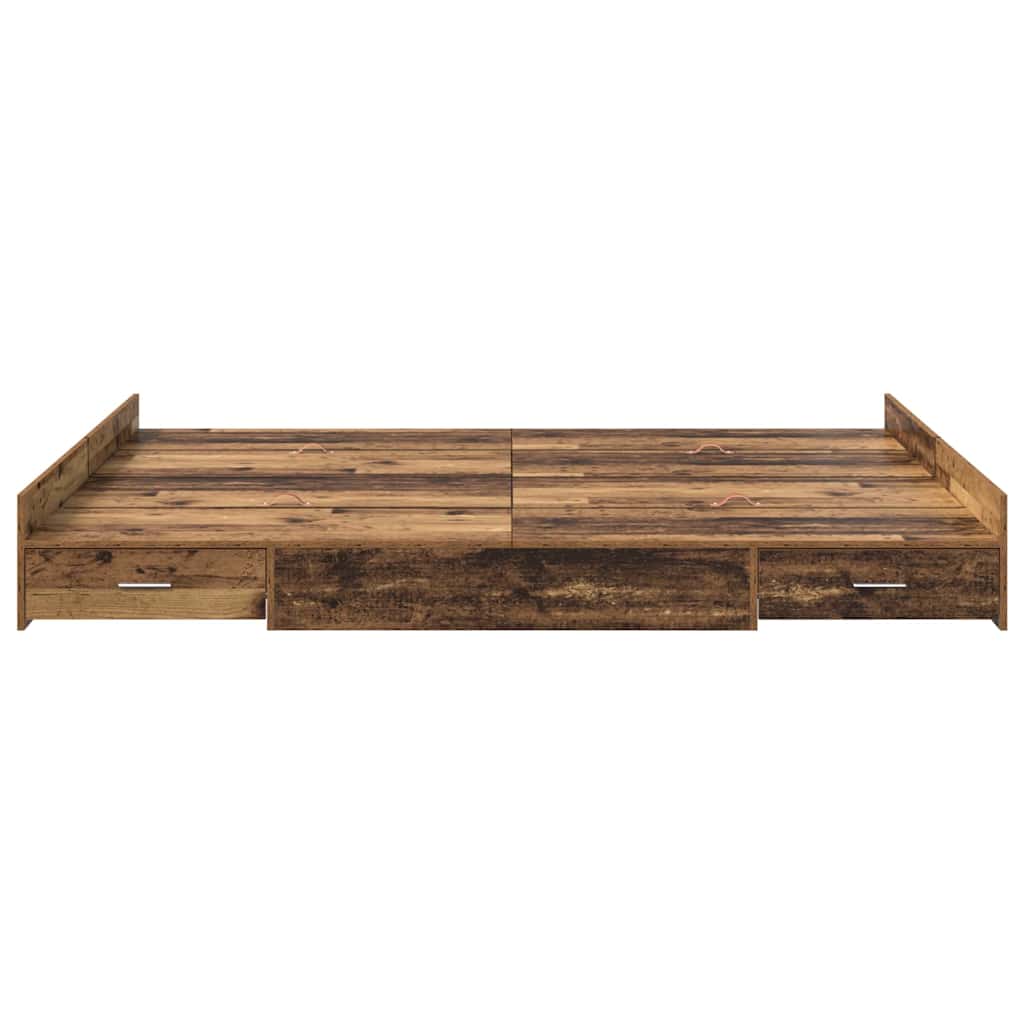 Storage Bed Frame Old Wood 150 x 200 cm Engineered Wood