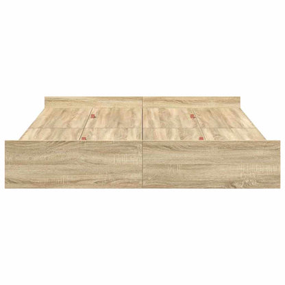 Storage Bed Frame Sonoma Oak 140 x 200 cm Engineered Wood