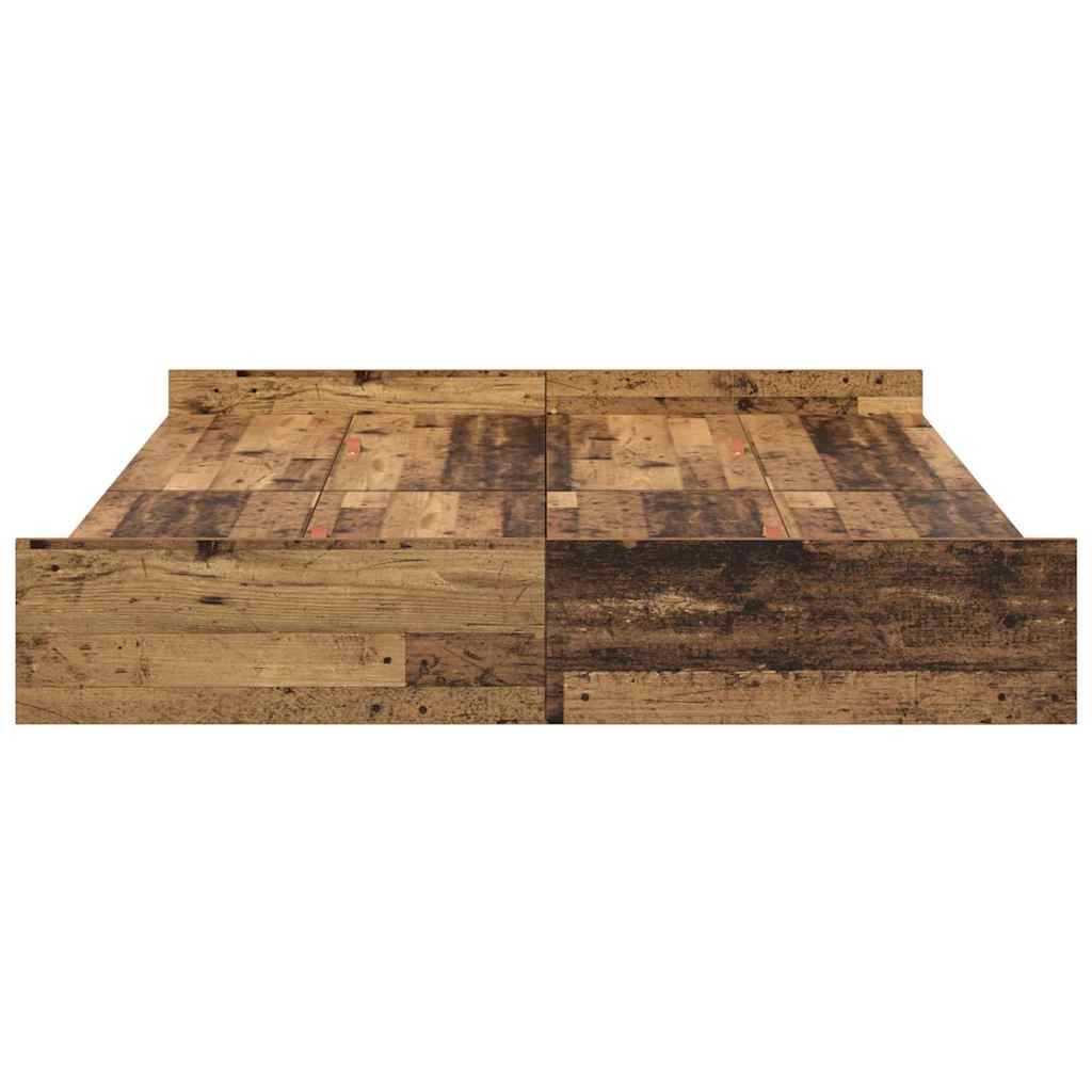 Storage Bed Frame Old Wood 140 x 200 cm Engineered Wood