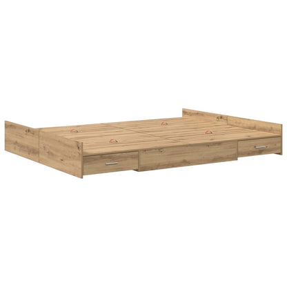 Storage Bed Frame Artisan Oak 140 x 200 cm Engineered Wood