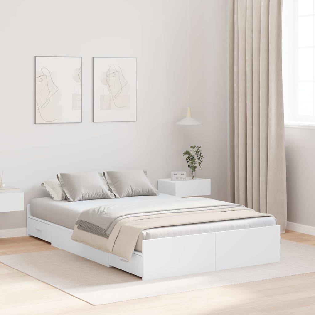 Storage Bed Frame with Door White 120 x 200 cm Engineered Wood