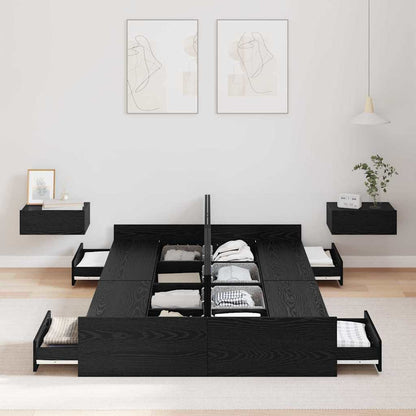 Storage Bed Frame Black Oak 120 x 200 cm Engineered Wood