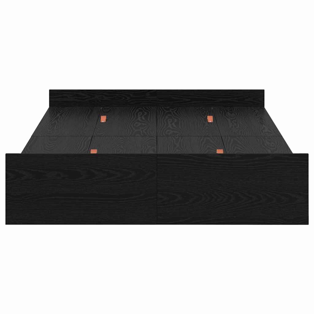 Storage Bed Frame Black Oak 120 x 200 cm Engineered Wood