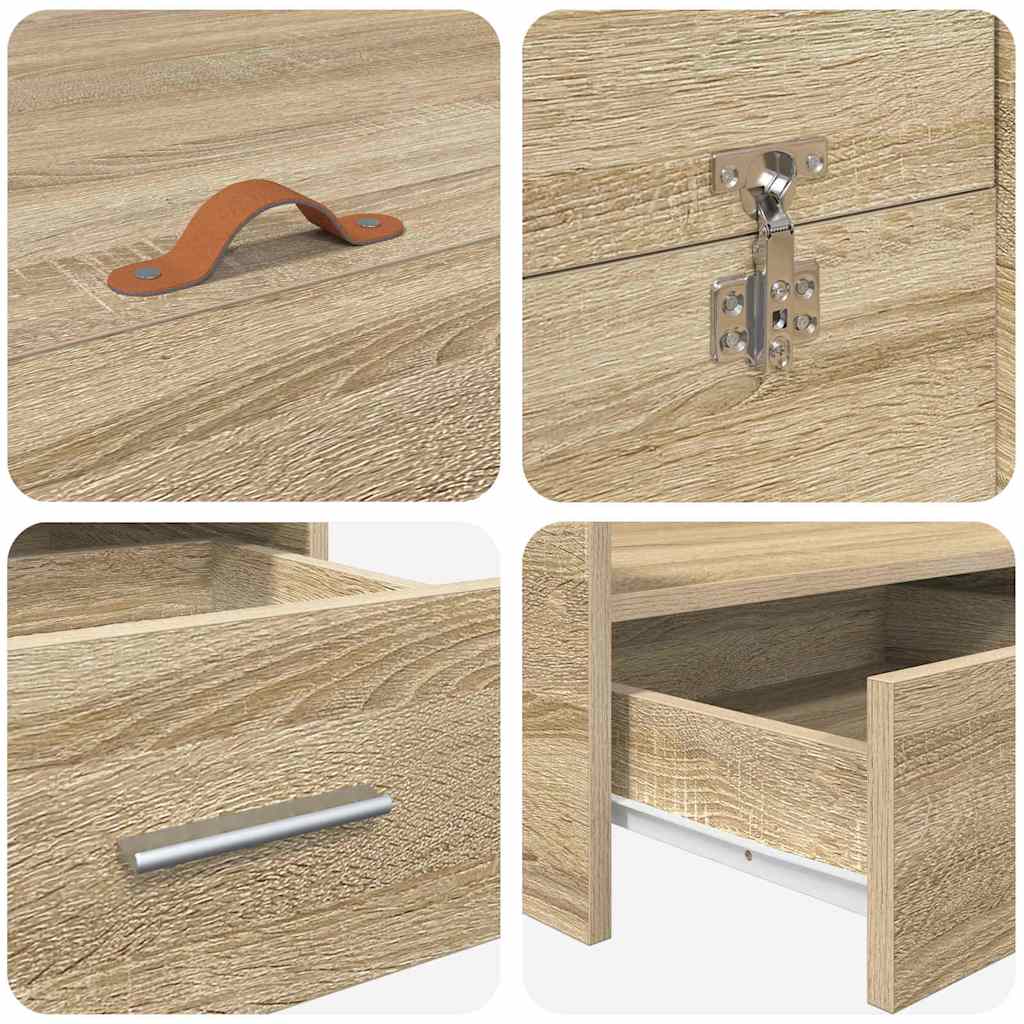 Storage Bed Frame Sonoma Oak 120 x 200 cm Engineered Wood