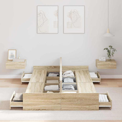 Storage Bed Frame Sonoma Oak 120 x 200 cm Engineered Wood