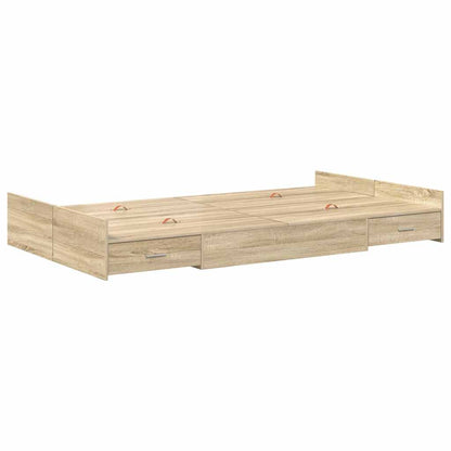 Storage Bed Frame Sonoma Oak 120 x 200 cm Engineered Wood