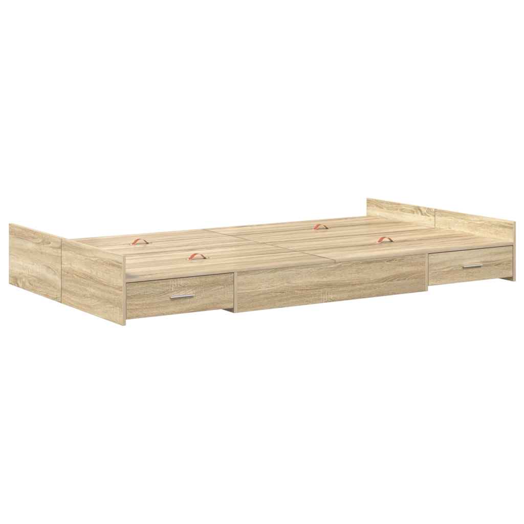 Storage Bed Frame Sonoma Oak 120 x 200 cm Engineered Wood