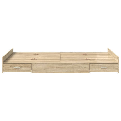 Storage Bed Frame Sonoma Oak 120 x 200 cm Engineered Wood