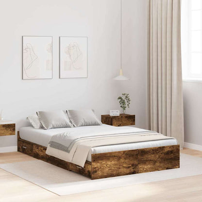 Storage Bed Frame Smoked Oak 120 x 200 cm Engineered Wood