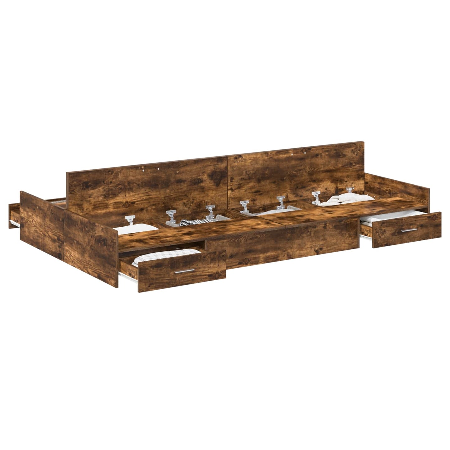 Storage Bed Frame Smoked Oak 120 x 200 cm Engineered Wood