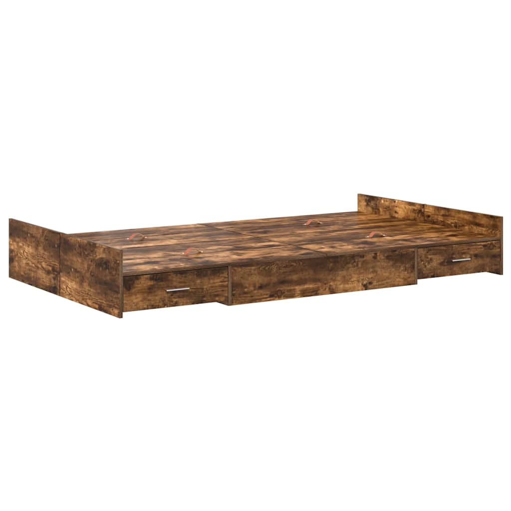 Storage Bed Frame Smoked Oak 120 x 200 cm Engineered Wood