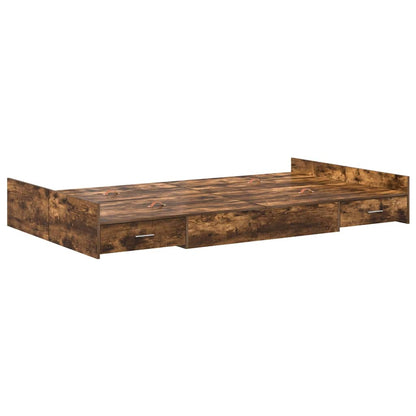 Storage Bed Frame Smoked Oak 120 x 200 cm Engineered Wood