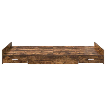 Storage Bed Frame Smoked Oak 120 x 200 cm Engineered Wood