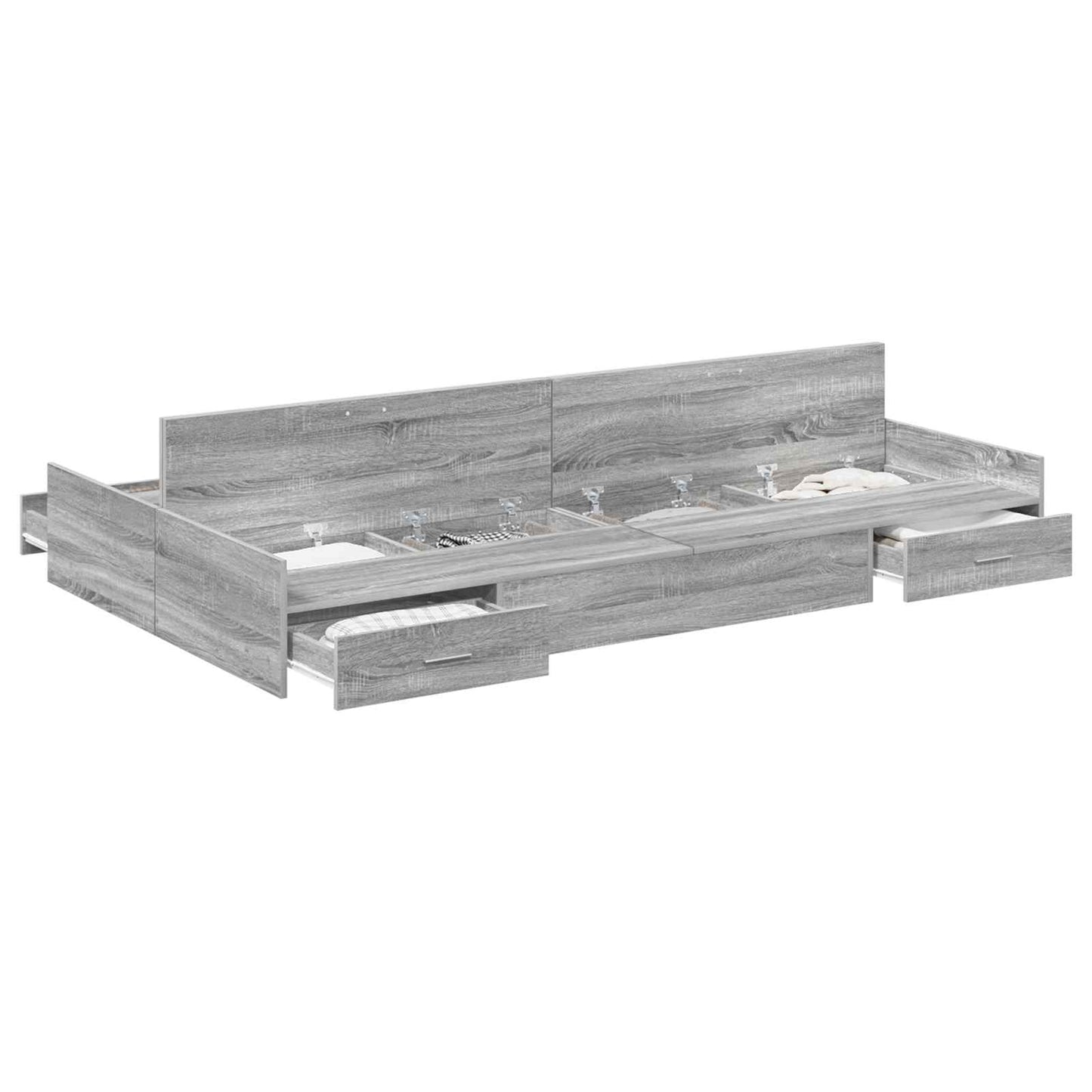 Storage Bed Frame Grey Sonoma 120 x 200 cm Engineered Wood
