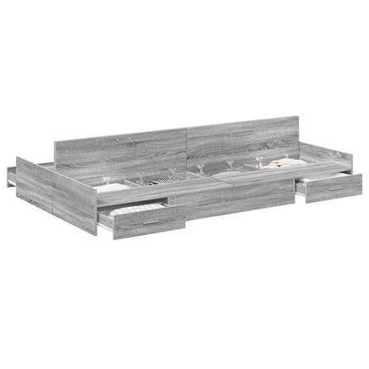 Storage Bed Frame Grey Sonoma 120 x 200 cm Engineered Wood