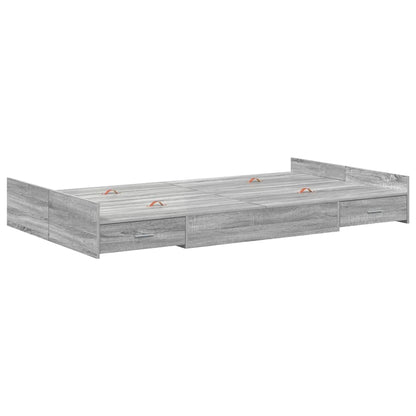 Storage Bed Frame Grey Sonoma 120 x 200 cm Engineered Wood
